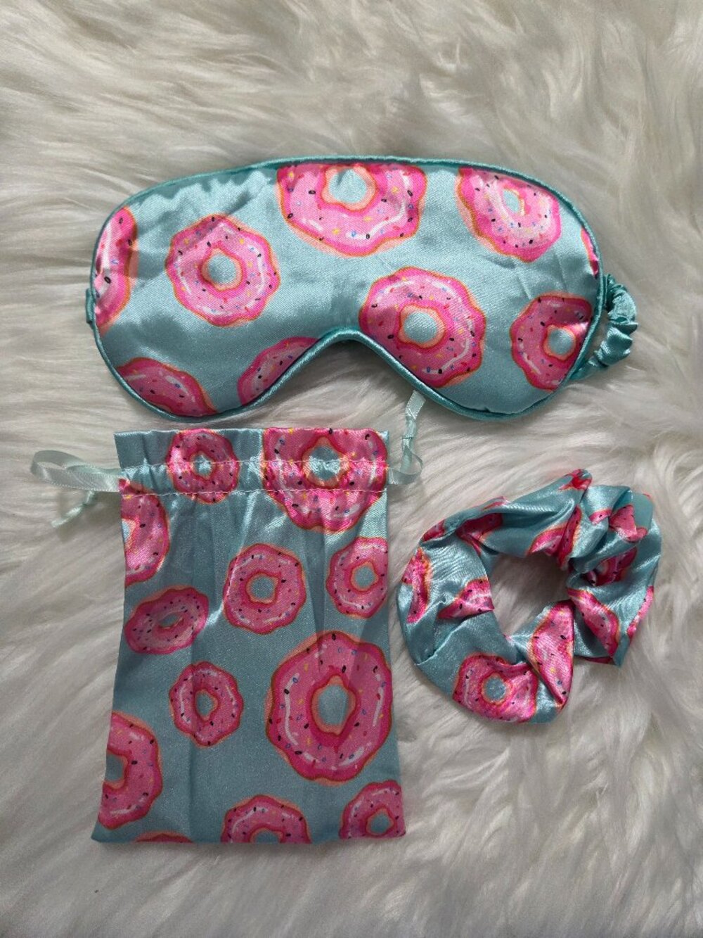 Donut Design Sleep Mask/Pouch & Scrunchie Set